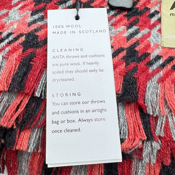 ANTA Plaid Throw Blanket 50"x60" 100% Merino Wool Red Black Grey NWT - Picture 6 of 10